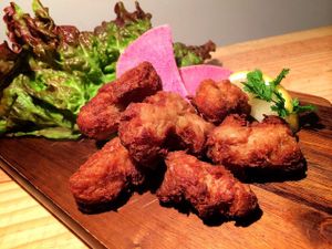 fried soy meat ！ japanese taste！ at Hang Out in Tokyo