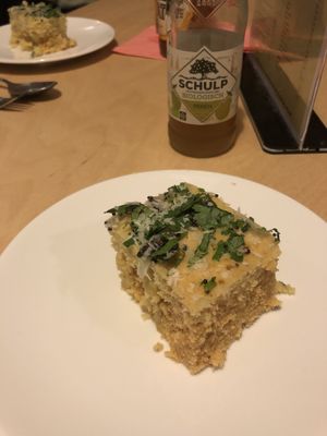dhokla cake for starter  at Cafe Averechts in Utrecht