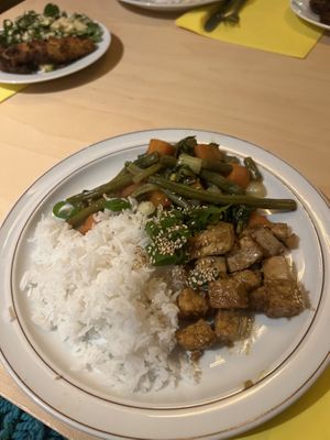 rice w garlic tofu tempeh and veggies  at Cafe Averechts in Utrecht