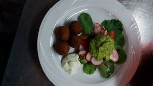 chickpea and eggplant meatballs at Welcome Bistrot in Trieste