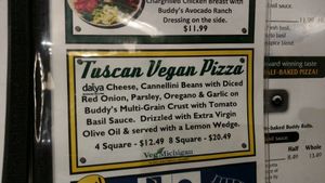 vegan pizza description at Buddy's Pizzeria in Novi