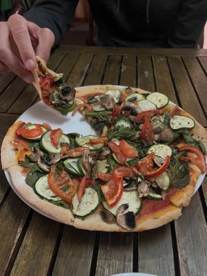 Vegan pizza at Naturally Fiordland in Te Anau