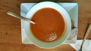 Tomato soup with German bread at Naturally Fiordland in Te Anau