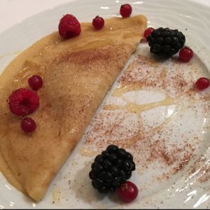 pancake with honey (not vegan) at Naturbar in Frankfurt