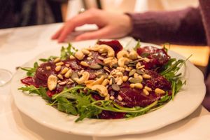 Rocket salad with beetroot and mixed nuts at Naturbar in Frankfurt