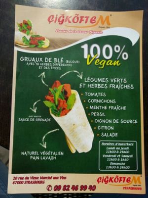 their leaflet at Cigköftem in Strasbourg