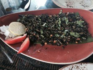 kale with chick peas at New India Cuisine in Austin