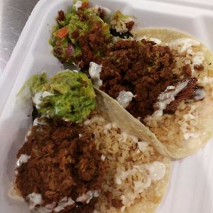 Insane taco sliders with their housemade soy chorizo. at Choices Cafe in Coral Gables