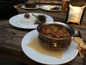 eggplant curry extra spicy at Balti Drambliai Vegetarine Kavine in Vilnius