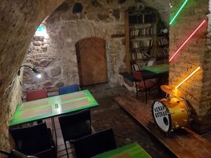 Inside at Balti Drambliai Vegetarine Kavine in Vilnius