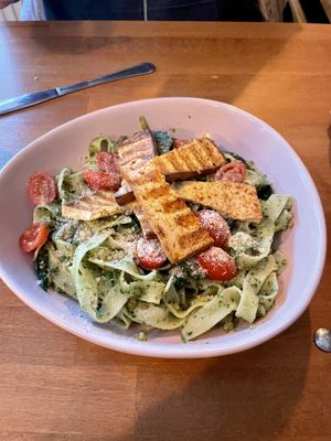 Tofu and pesto pasta (pesto has peanuts)   at Restauracja Ciasna in Torun
