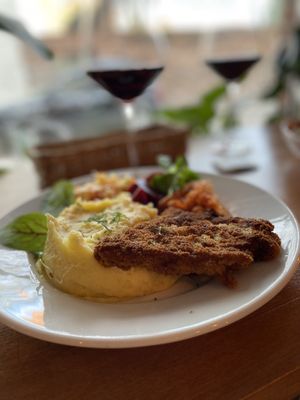 Amazing cutlet with creamy mash potato  at Restauracja Ciasna in Torun
