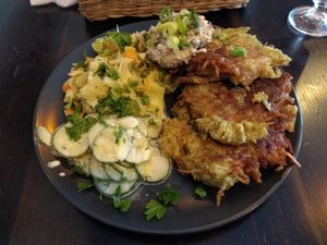 Placki ziemniaczane z gzikiem at Restauracja Ciasna in Torun