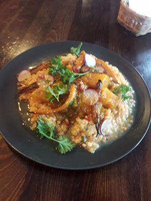 Dish if the day, lentils with caramelised carrots and pumpkin at Restauracja Ciasna in Torun