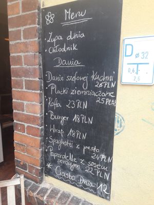 Menu outside at Restauracja Ciasna in Torun