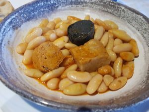 Vegan fabada (Spanish bean and cured meat stew) at Casa Chema in Oviedo