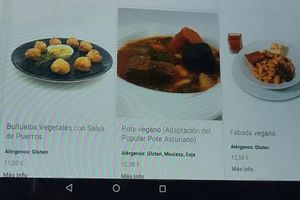 Detail of the menu (on a tablet). at Casa Chema in Oviedo