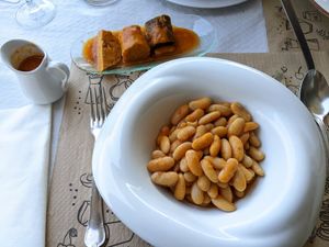 vegan "fabada asturiana" with homemade seitan sausages at Casa Chema in Oviedo