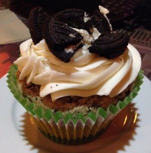 vegan Cookies n' Cream cupcake  at Lestat's on Park in San Diego