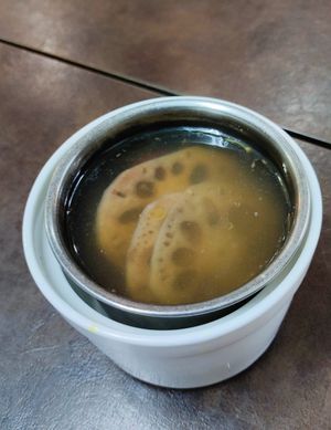 Double-boiled Lotus Peanut Soup at Xing Hua Vegetarian 兴化美食 - Fortune Centre in Central Singapore