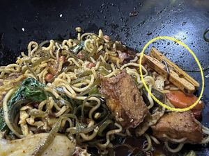 Halfway eating, and spotted a wooden clothes peg in the MLXG 😑  at Xing Hua Vegetarian 兴化美食 - Fortune Centre in Central Singapore