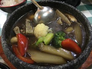 Stone pot with Veg sea cucumber  at Xing Hua Vegetarian 兴化美食 - Fortune Centre in Central Singapore