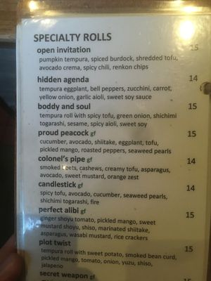 Specialty Rolls 1 at Shizen Vegan Sushi Bar in San Francisco