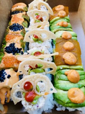 Spectacular Sushi! Candlestick, Open Invitation, and Foxy Scarlet at Shizen Vegan Sushi Bar in San Francisco