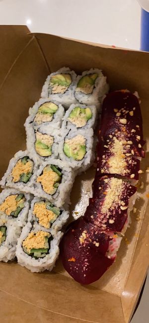 Rolls!! California; spicy tofuna; colonel’s pipe  at Shizen Vegan Sushi Bar in San Francisco
