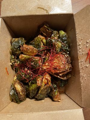 Brussel sprouts at Shizen Vegan Sushi Bar in San Francisco