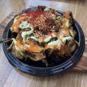 Brussels sprouts with agave mustard, wasabi aioli at Shizen Vegan Sushi Bar in San Francisco