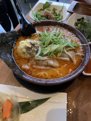 Spicy miso Ramen, noodles little hard ,soup flavor meh. at Shizen Vegan Sushi Bar in San Francisco