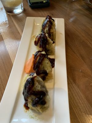 Oyster mushroom tempura, so good! Get it at Shizen Vegan Sushi Bar in San Francisco