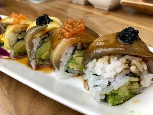 Sushi with avocado  at Shizen Vegan Sushi Bar in San Francisco
