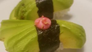 avocado nigiri at Shizen Vegan Sushi Bar in San Francisco