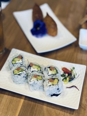 Philadelphia roll and inari  at Shizen Vegan Sushi Bar in San Francisco