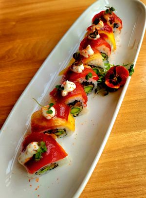 "Missing Piece" roll at Shizen Vegan Sushi Bar in San Francisco