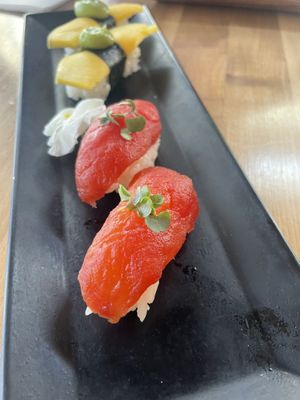 Tomato nigiri  at Shizen Vegan Sushi Bar in San Francisco