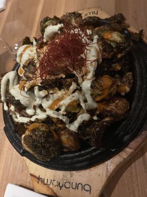 Brussels sprouts   at Shizen Vegan Sushi Bar in San Francisco