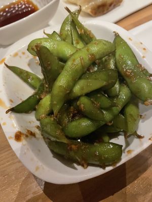 Garlic edamame   at Shizen Vegan Sushi Bar in San Francisco