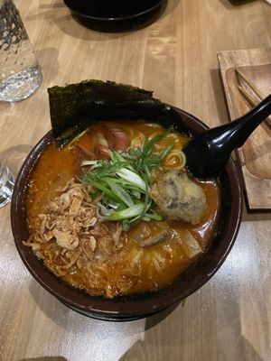 Spicy garlic miso ramen  at Shizen Vegan Sushi Bar in San Francisco