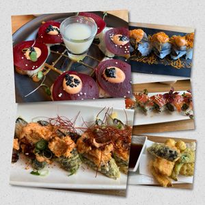 Sampling them all!  at Shizen Vegan Sushi Bar in San Francisco