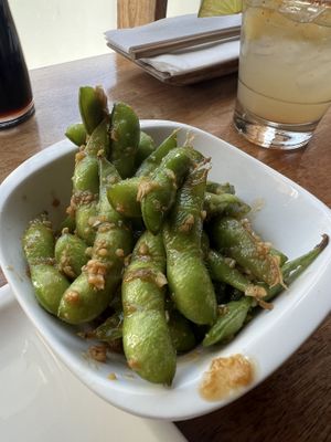 Garlic edamame   at Shizen Vegan Sushi Bar in San Francisco