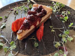 Yuzu cheesecake  at Shizen Vegan Sushi Bar in San Francisco