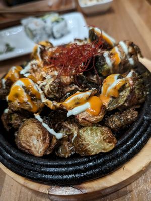 Brussel sprouts at Shizen Vegan Sushi Bar in San Francisco