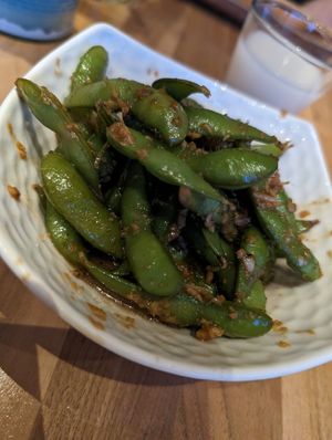 Garlic edamame at Shizen Vegan Sushi Bar in San Francisco
