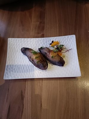 Eggplant nigiri - absolute favourite! at Shizen Vegan Sushi Bar in San Francisco