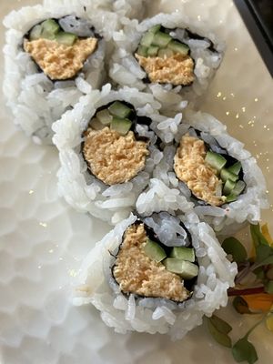 Spicy tofuna roll  at Shizen Vegan Sushi Bar in San Francisco