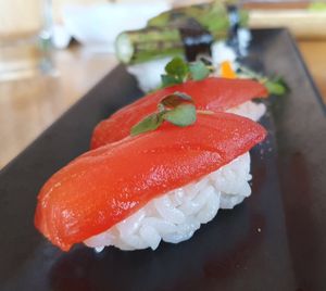 Tomato Nigiri at Shizen Vegan Sushi Bar in San Francisco