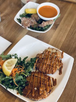 Katsu and karaage  at Shizen Vegan Sushi Bar in San Francisco